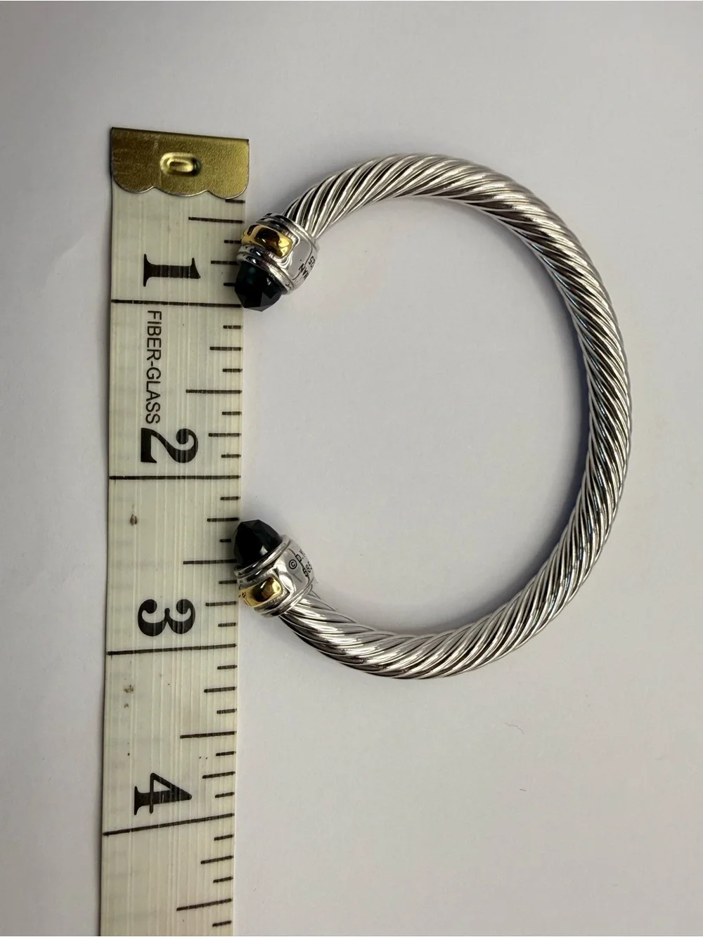 David Yurman 7mm Silver & 14k Gold Cable Bracelet Black Onyx New